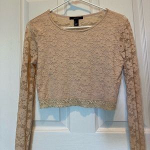 Long Sleeve Lace Crop Top Forever 21